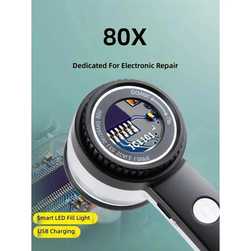for  HD 80X  Electronic Magnifier with Lamp for Engineer Professional Inspection of IC Chip Repair Home Appliance
