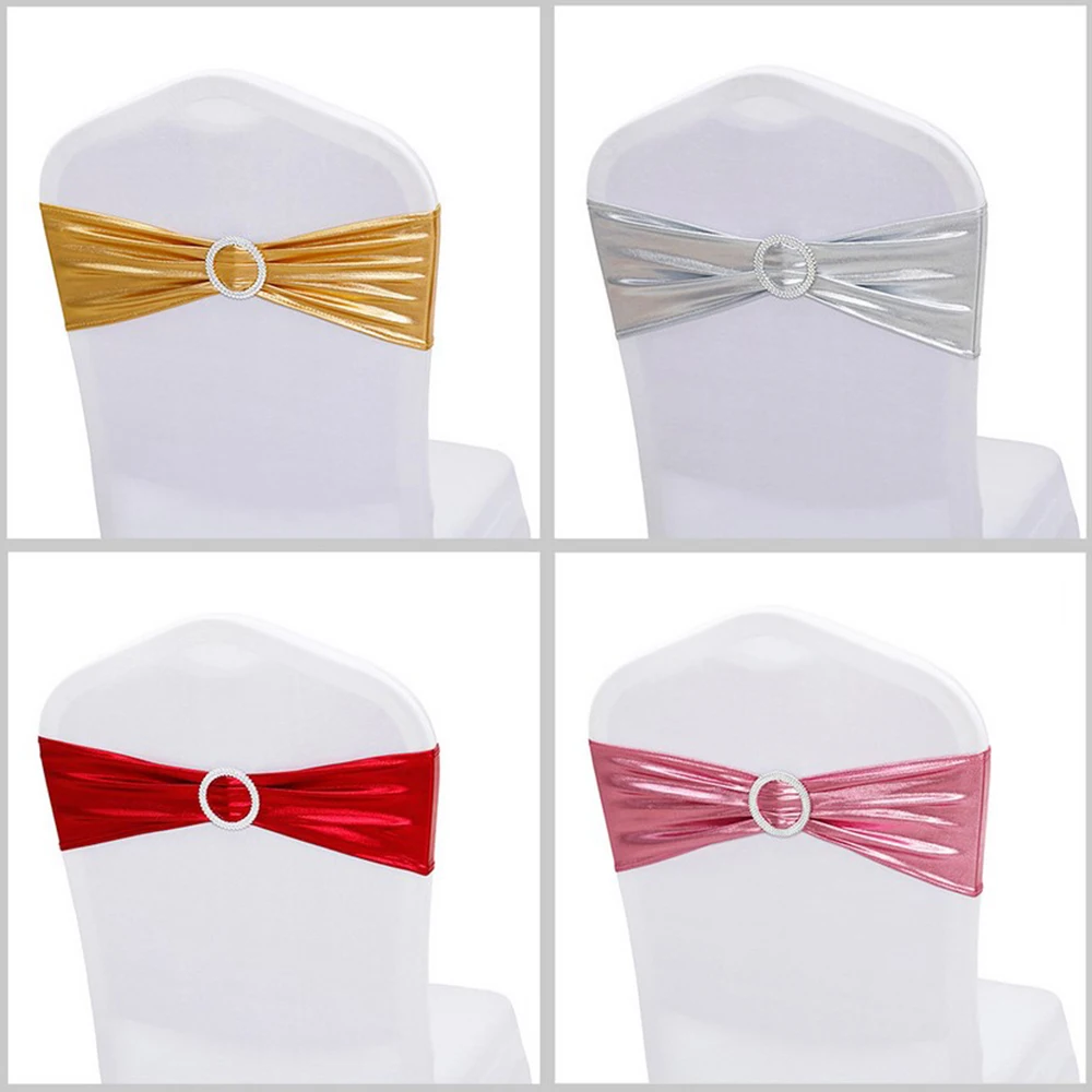 10Pcs/50Pcs Wedding Party Chair Sashes 13x35cm Chair Sashes With Buckle Bow Tie Bow Cover Chair Knot for Banquet Event