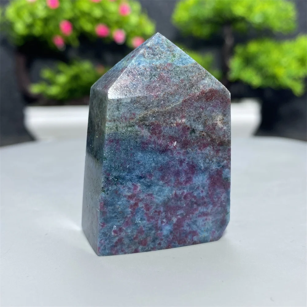 حجر سحري من الكريستال الطبيعي ، برج عمود من 4 جوانب ، عينة من الأحجار الكريمة المعدنية ، هدية التأمل الروحي ، الياقوت الأحمر والأخضر