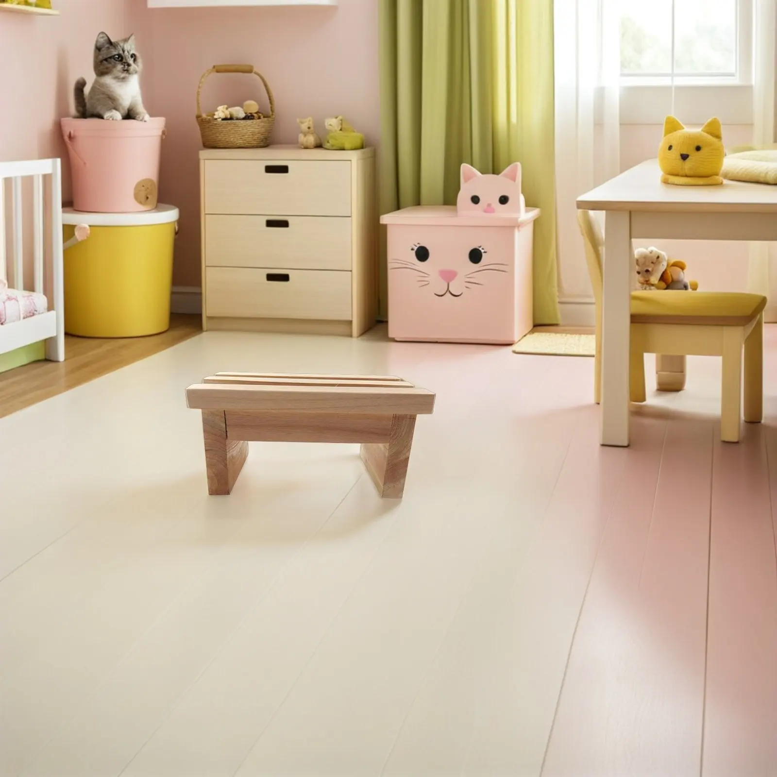 Wooden Step Stool Ergonomic Footstool Compact Step Bench Wear Resistant Home Furniture for Bedroom Living Room