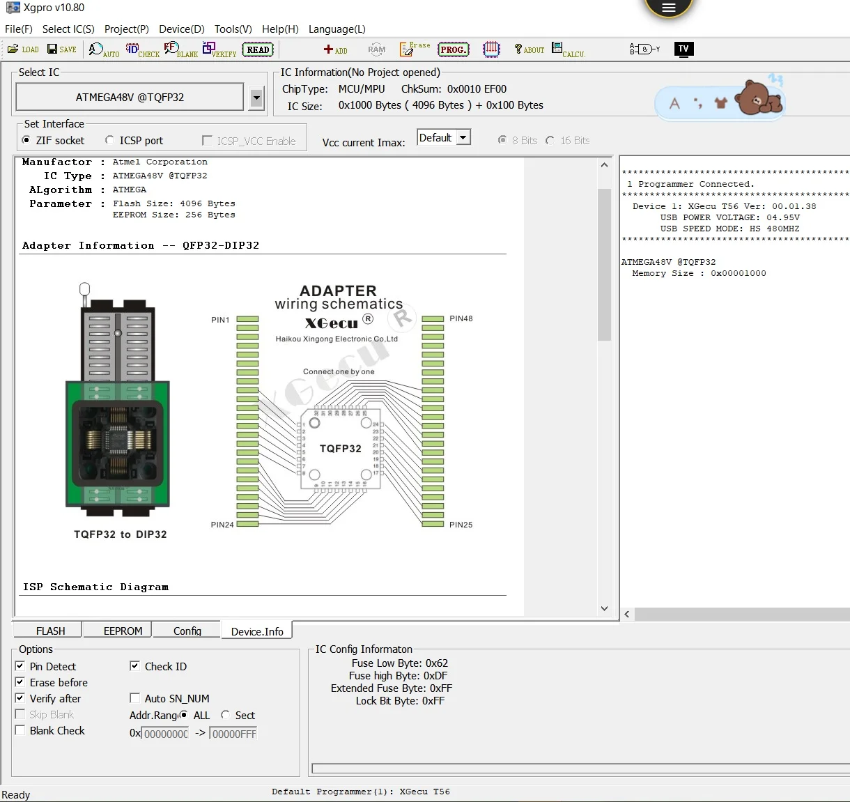 QFP32 TO DIP32 IC test socket programmer adapter/converter for XGecu TL866II PLUS T48 and T56 programmer