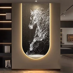 U New Led Crystal Porcelain Wall Mural Lamps Modern Home Decoration Living Room LED Background Corridor Foyer Hanging Painting