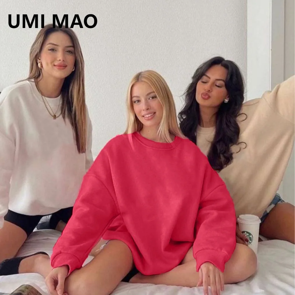

UMI MAO Топ Осень Зима Новый однотонный свободный свитшот Уличный стиль Пуловер большого размера Топ для женщин Японская уличная одежда