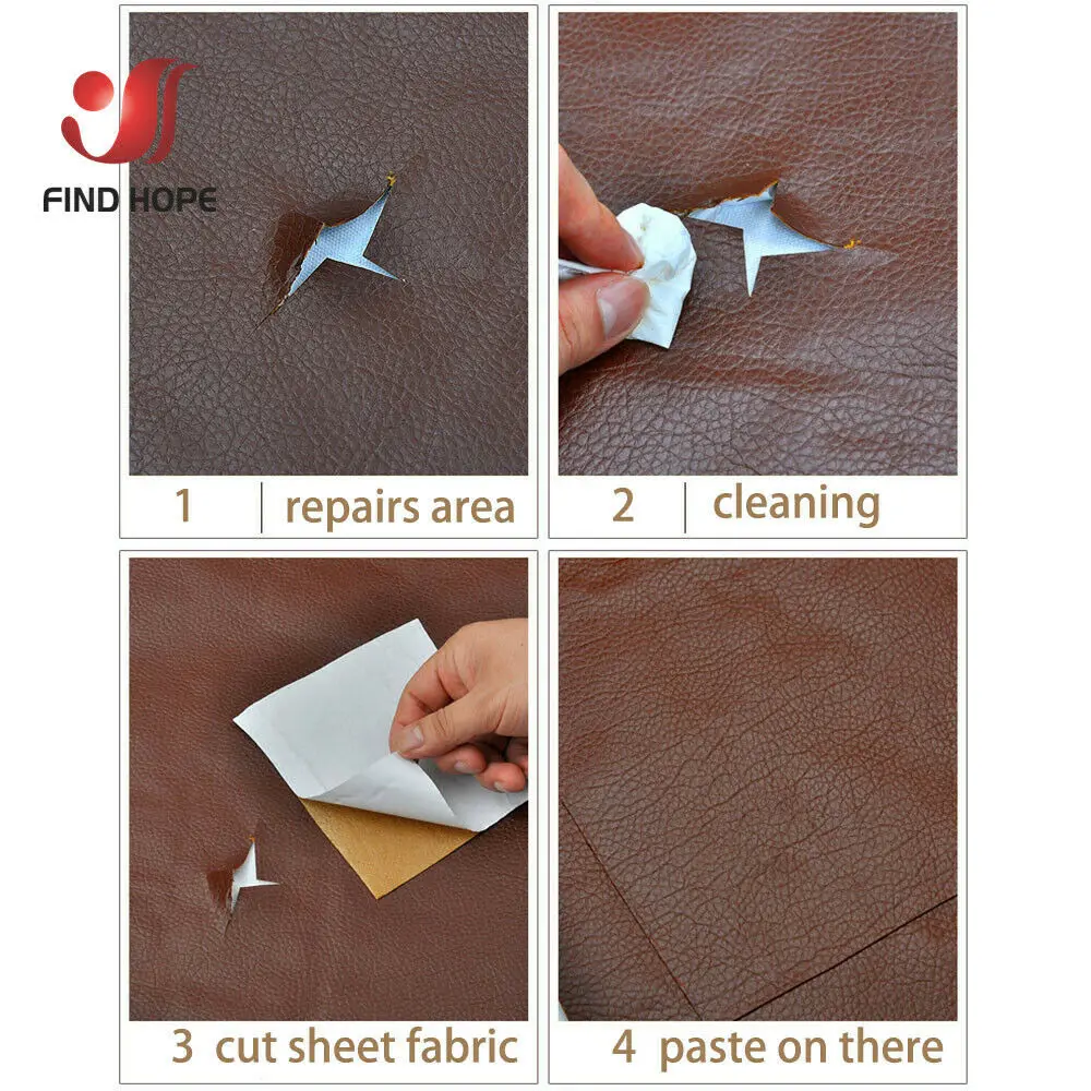 40*120cm Litchi Pattern Back Self-adhesive Faux PU Leather Fabric Repair Patch Sticker For Sofa Car Bag DIY Craft Big Size