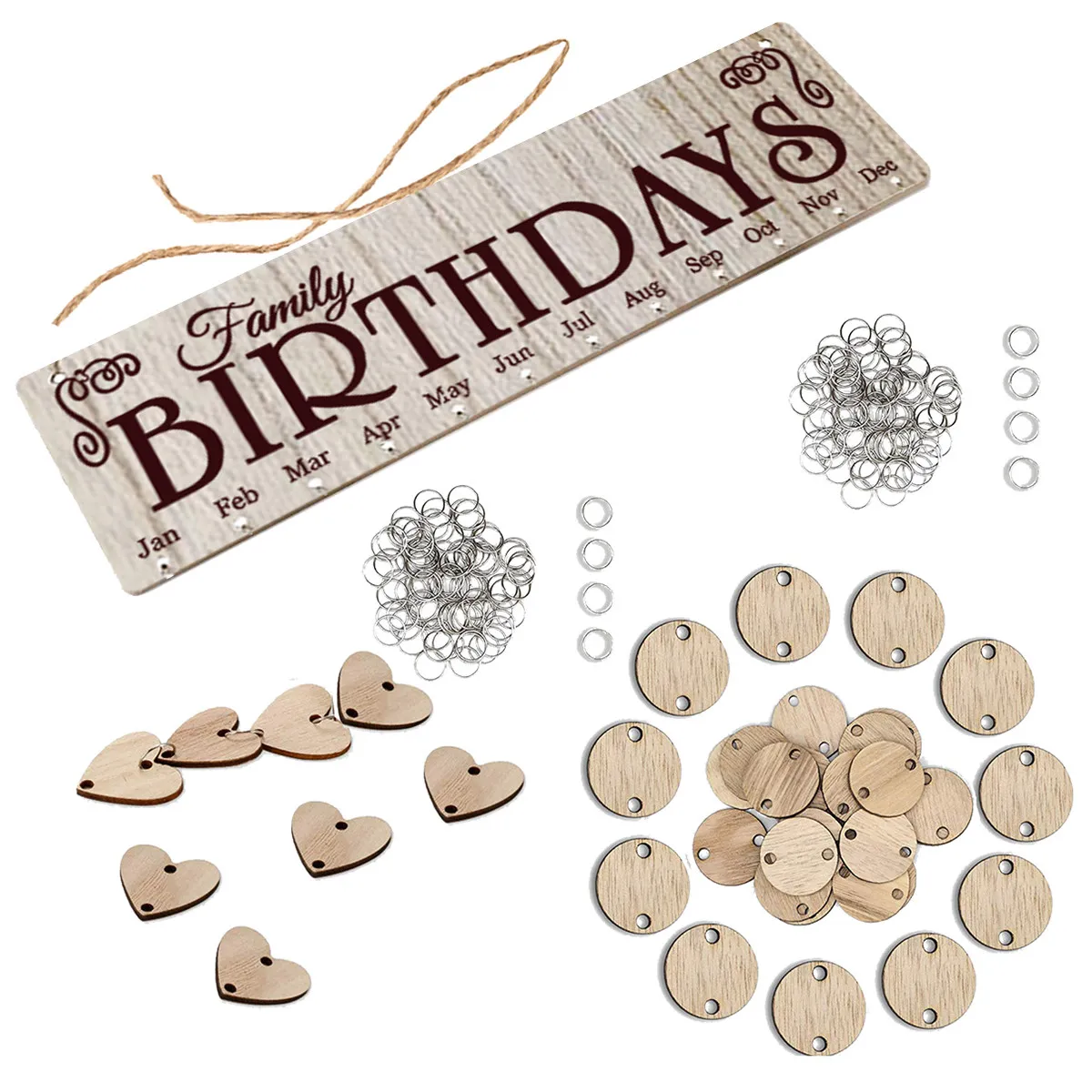 

1 комплект деревянной подвесной доски-календаря для напоминаний, декор для дома, планировщик своими руками с 50 круглыми подвесками-сердечками, подарок на день рождения, свадьбу
