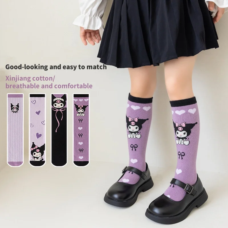 Sanrio Kuromi Socks Children's Pure Cotton Stockings Dance Stockings Japanese JK Lolita Cute Girl Sweet Accessories Holiday Gift