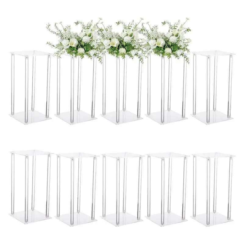 

Wedding Flower Stand Clear Geometric Flower Display Holder Stand Plating Floral Decor Vase Floor Column Stand For Decoration