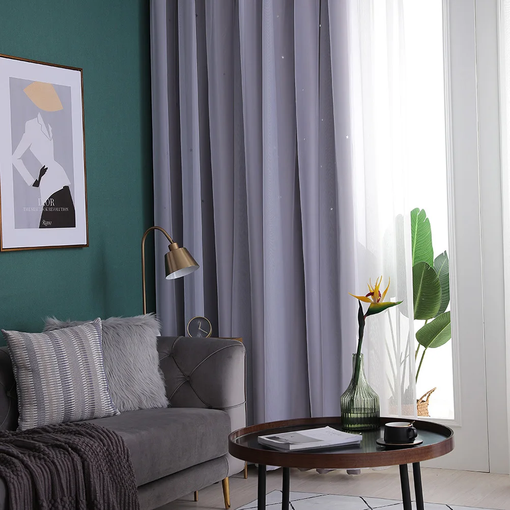 1 Uds. Cortina de ventana gris 250x100cm diseño hueco profesional para decoración del hogar bloqueo de luz solar sala de estar dormitorio