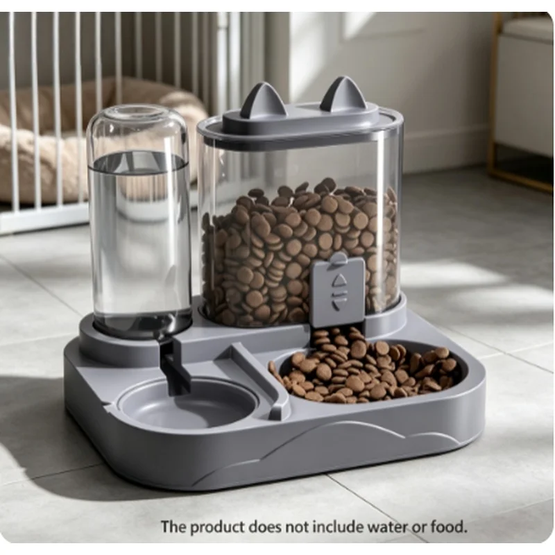 2-in-1 Pet Feeder Water Dispenser Transparent Plastic Dry Wet Separation Bowl Cats Dogs Indoor Travel