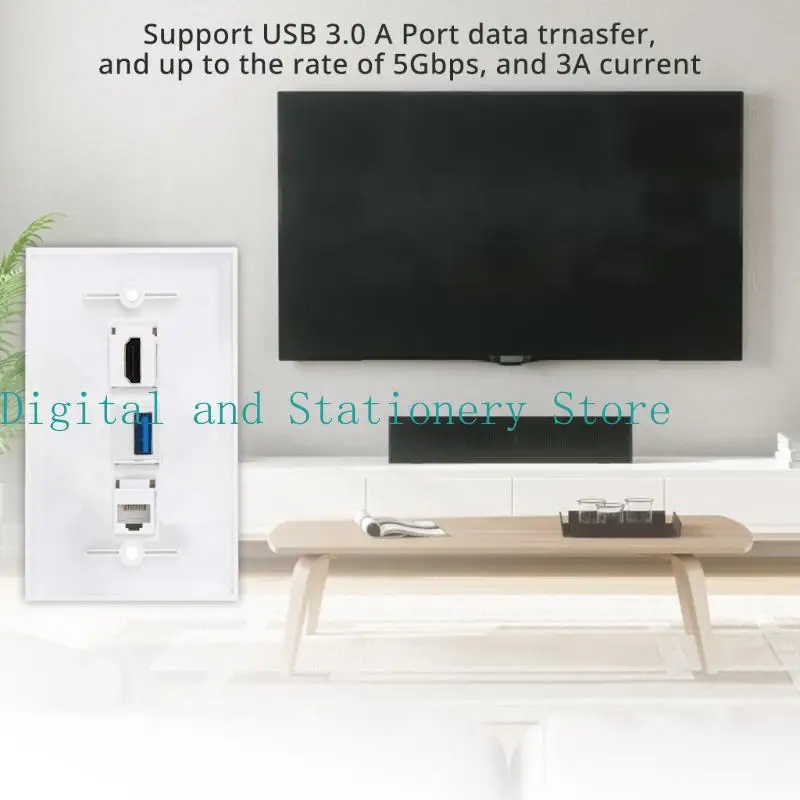 

652F 3 Port USB Cat6 Ethernet Wall Plate with No Solder for Device Connectivitys and Fast