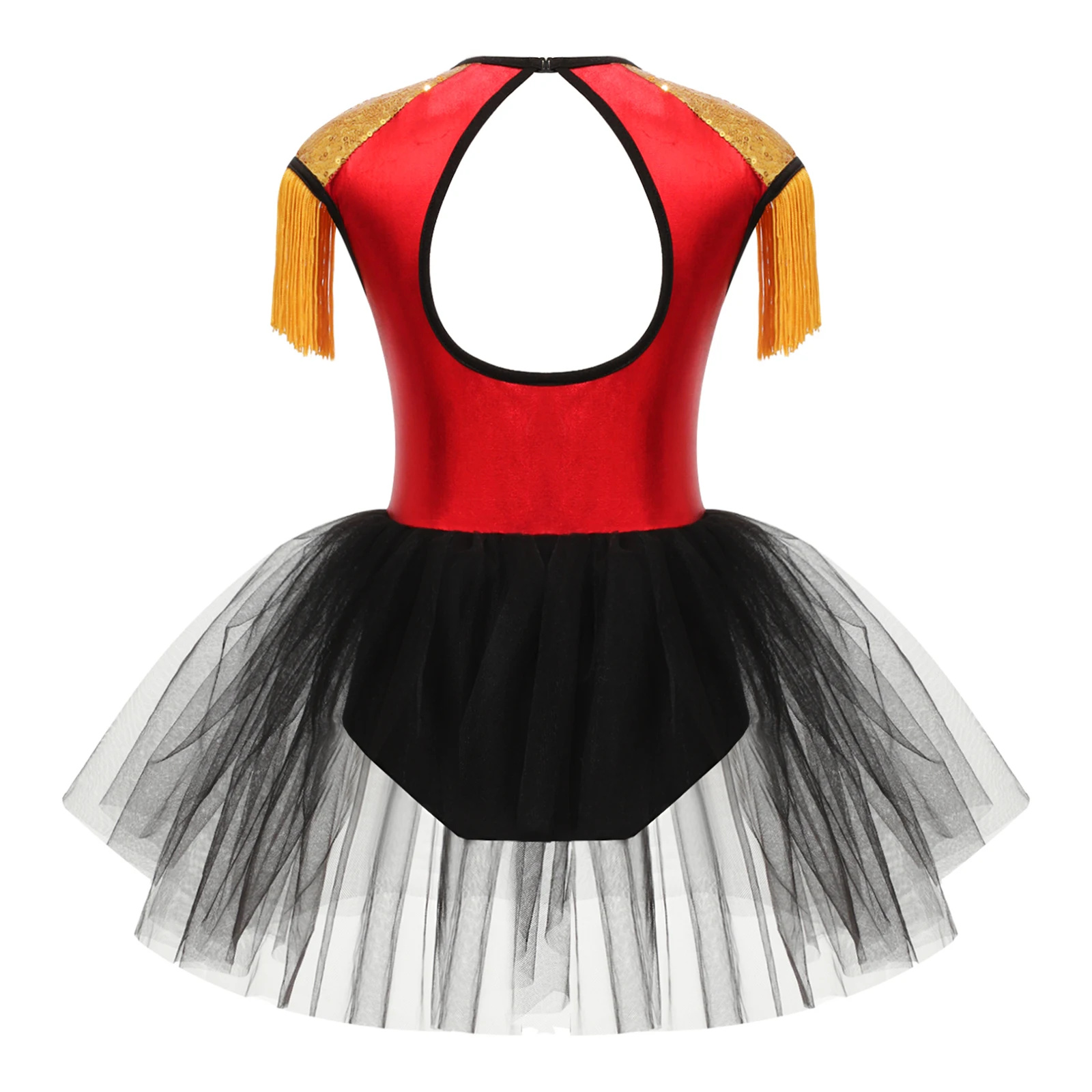 Kids Girls Circus Ringmaster Costume Ringleader Showman Dance Stage Performance Tutu Dress Leotard Halloween Cosplay Uniform