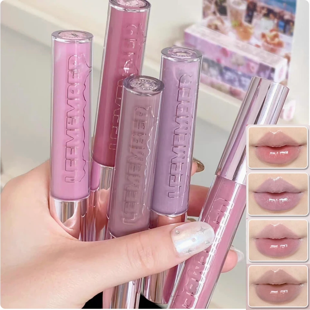 

LEEMEMBER Lip Gloss 3g Mirror Moisturizing Hydrating Low saturation Color Lipstick Fine Flash Original Makeup Cosmetics