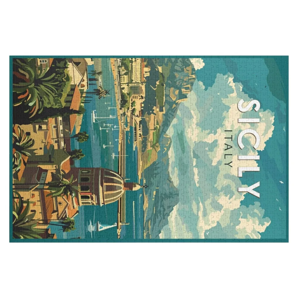 

Sicily Italy Travel Art Vintage Jigsaw Puzzle Toddler Toys Custom Gifts Woods For Adults Puzzle