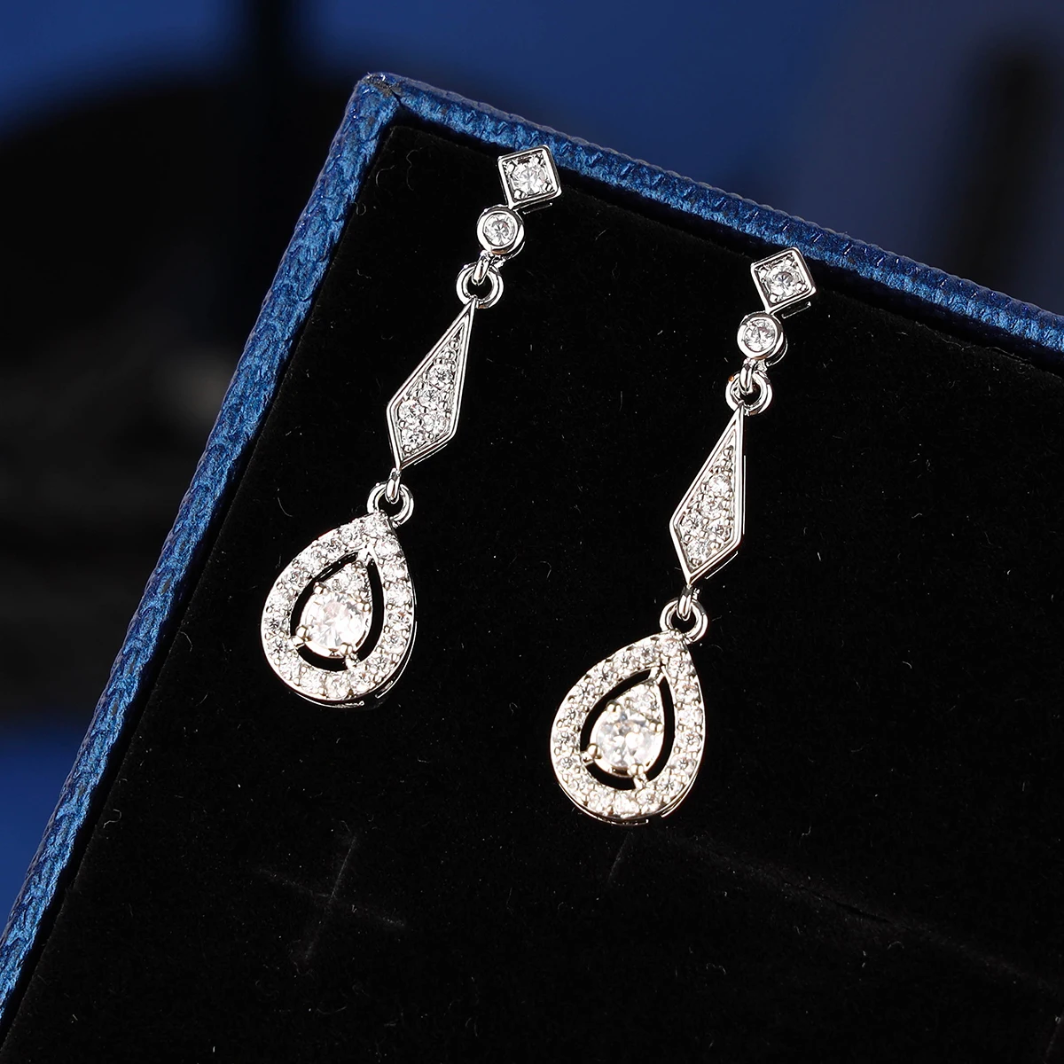 Pendientes de plata para mujer, aretes de circonita cúbica, MARQUESA, Boda nupcial, fiestas de boda, promoción