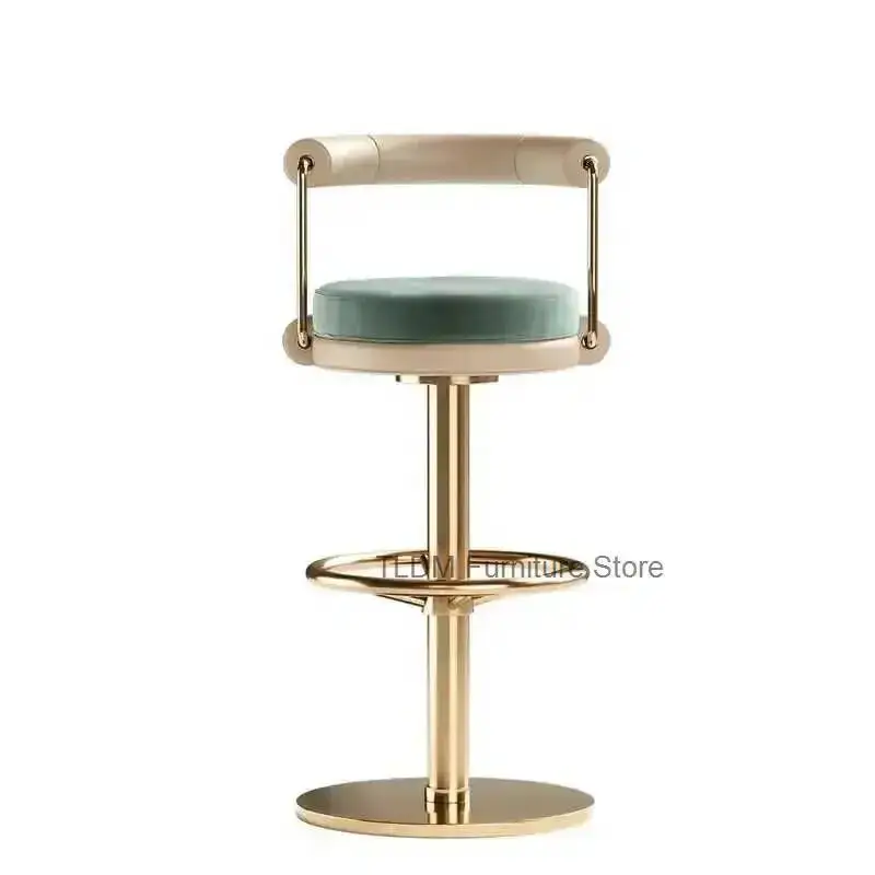 with Light stools luxury Home high-quality sense swivel of high stainless steel backrest bar stools chair front desk stools