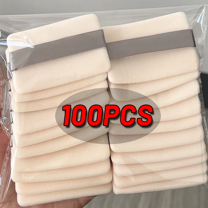 100PCS Velvet Powder Puff Portable Soft Square Cosmetic Puff Foundation Makeup Sponge Loose Powder Sponge Applicator Beauty Tool