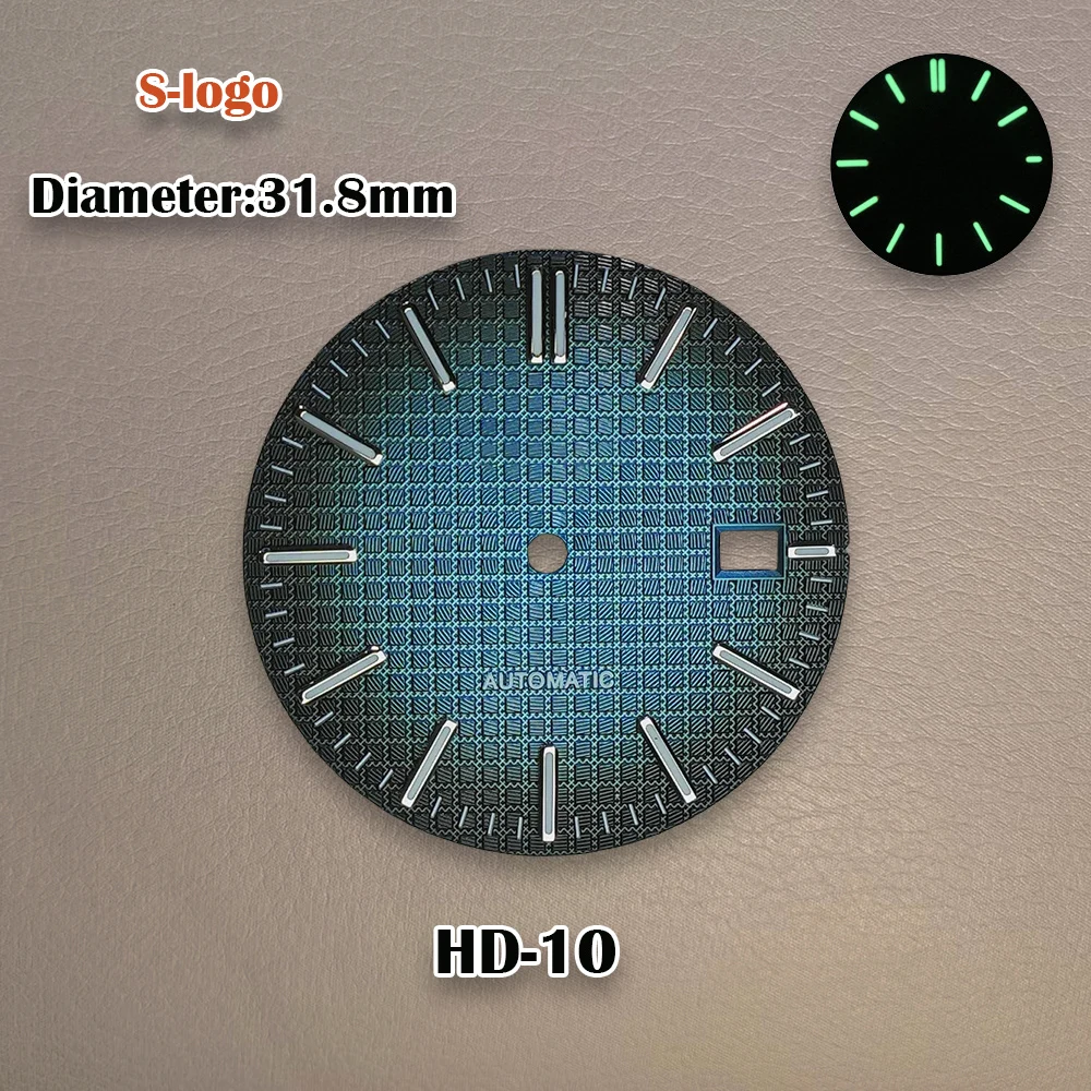 31.8mm de alta qualidade s logotipo dial waffle pixel ap mod dial adequado nh35/nh36 movimento automático verde luminoso nh35 acessórios