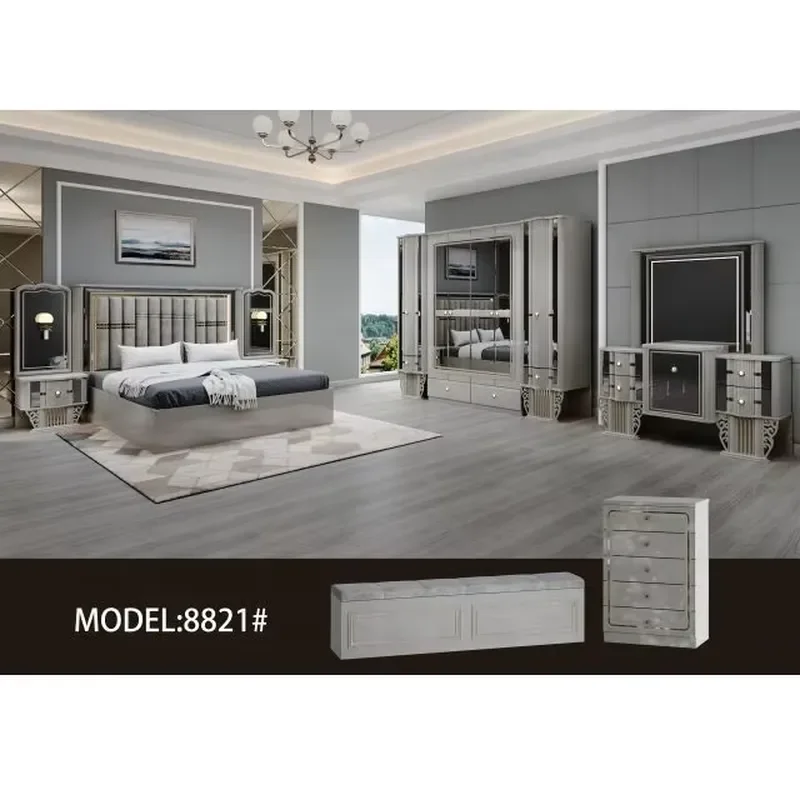 Modern White Leather Bed Standard Size Deluxe Bedroom Furniture Set Home Decor Comfortable Upholstered Platform Bed Frame