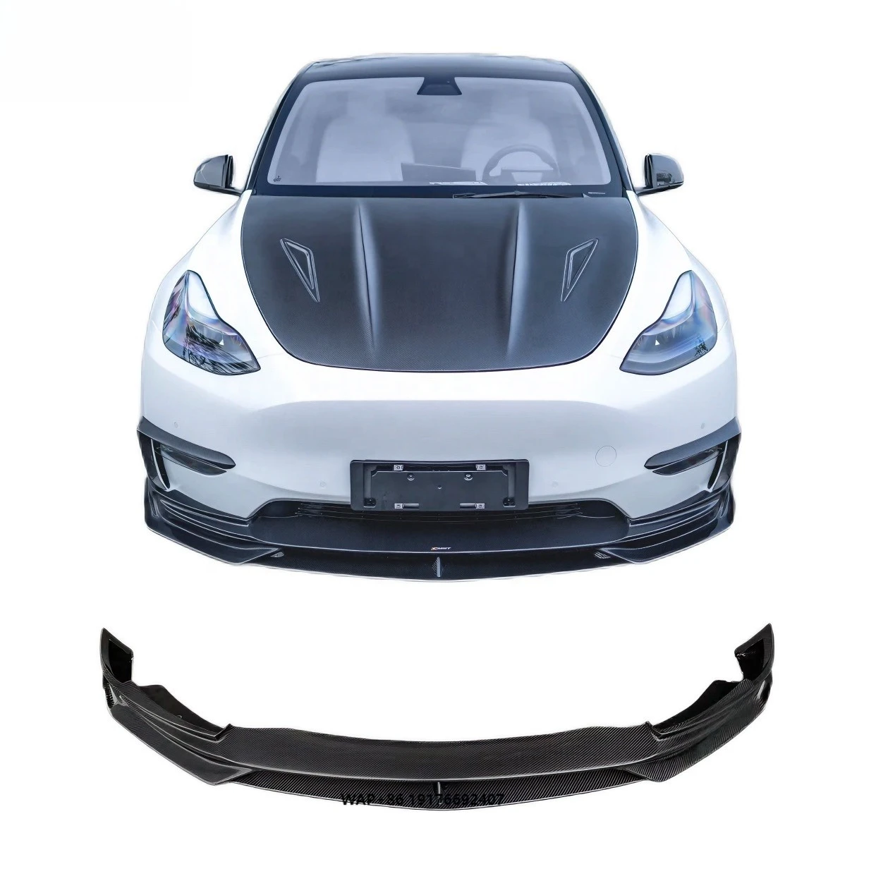 

True Carbon Fiber Front Bumper Lip forTesla Model Y Carbon Black Front Lip C Style