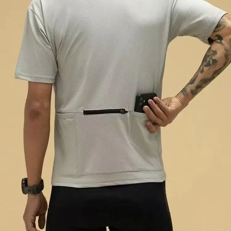 2025 New Men's And Women's Cycling Clothing Quick Dry Casual Short Sleeve Commuting Riding T-Shirt Zipper 3 Pockets round Neck