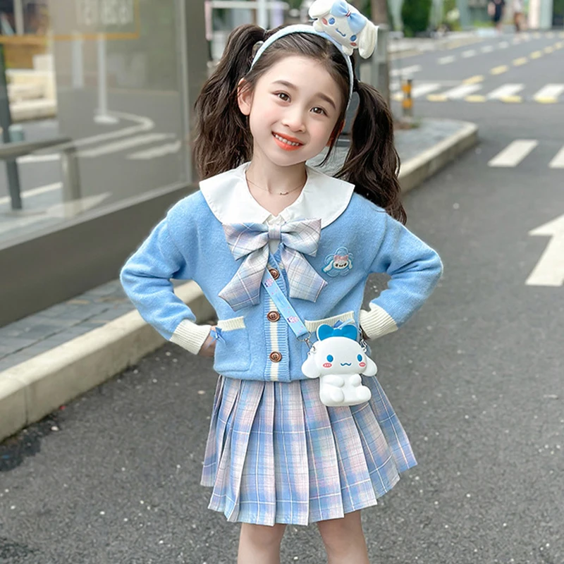 

Юбка Sanriou Cinnamoroll, платье, костюм Kawaii, детское платье в стиле аниме, весенне-осенний костюм в студенческом стиле Jk, юбка, одежда для девочек