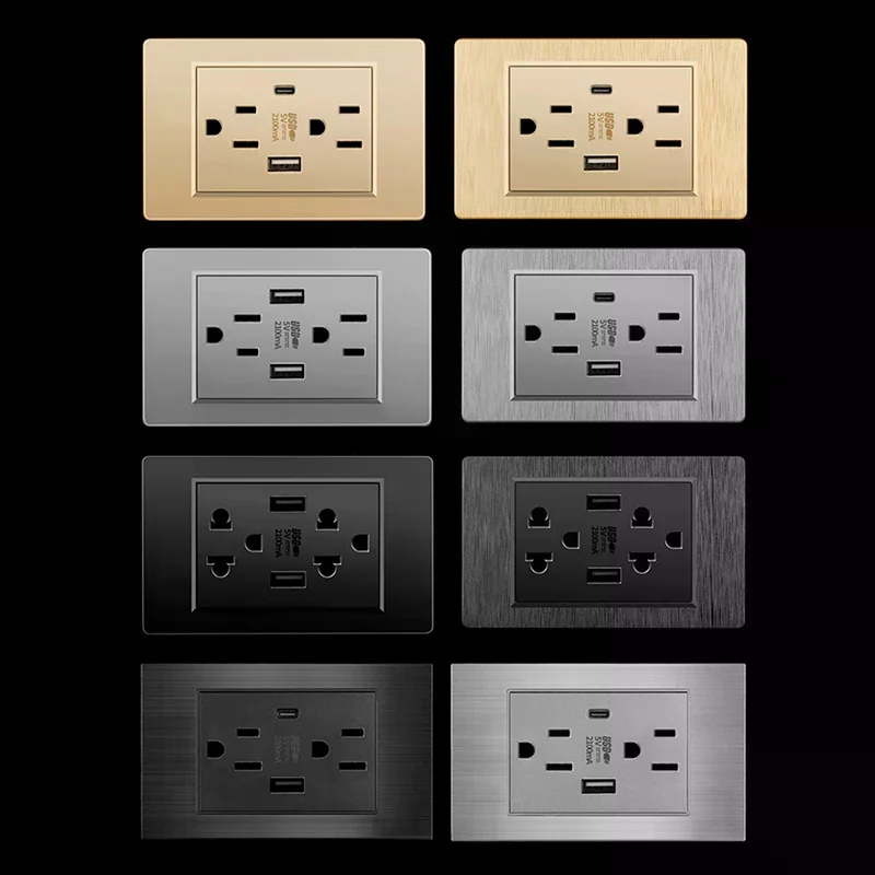 5V 2.1A Charger USB Type-c Thailand Standard 118mm Household Panel Thai Universal Wall Switch Power Socket Series