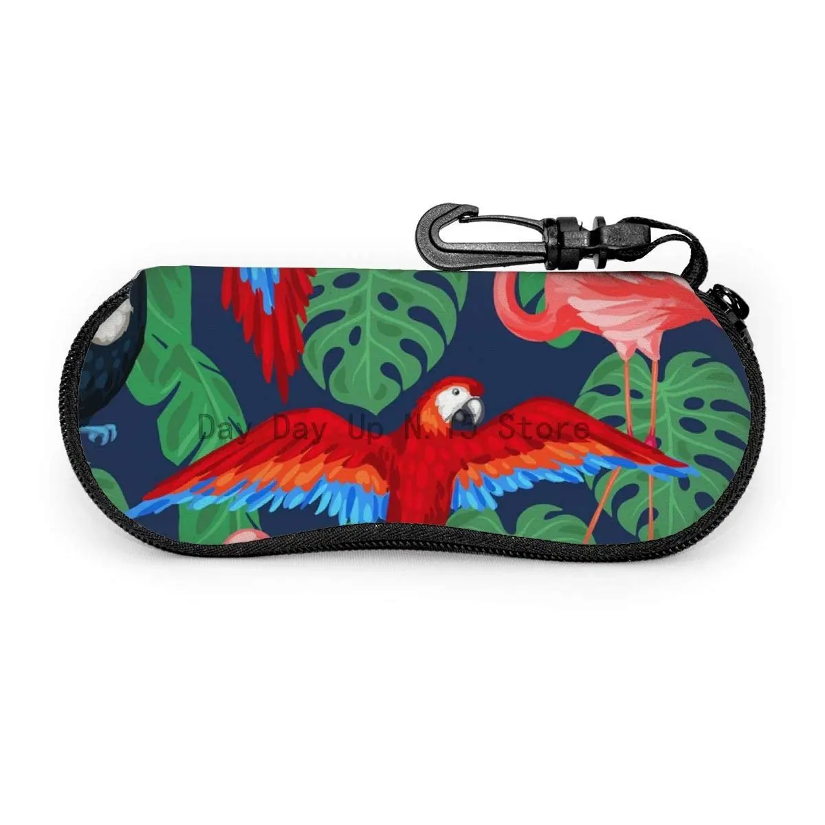 

Tropical Birds Palm Leaves Sunglasses Case Soft Ultra Light Portable Zipper Eyeglass Case Versatile Neoprene Customized