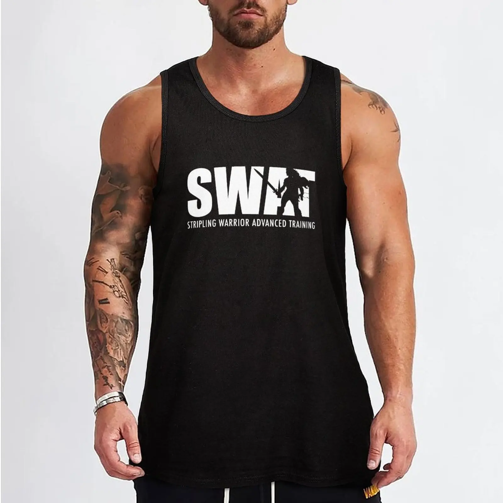 SWAT - Stripling Warriors Advanced Training - White Logo Tank Top clothes for men gym clothes men