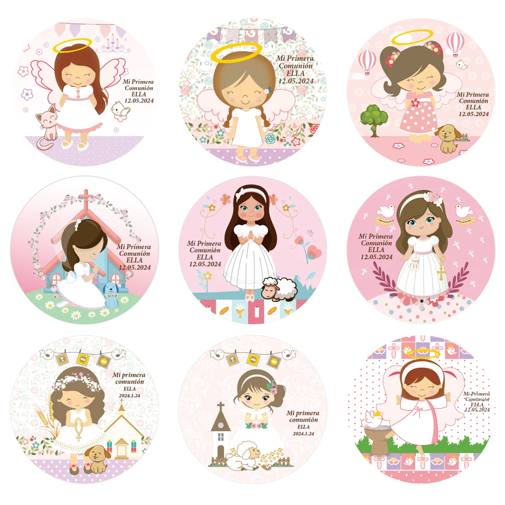 

Personalized Stickers for Party Decoration, First Communion Name Labels, First Communion, Spanish