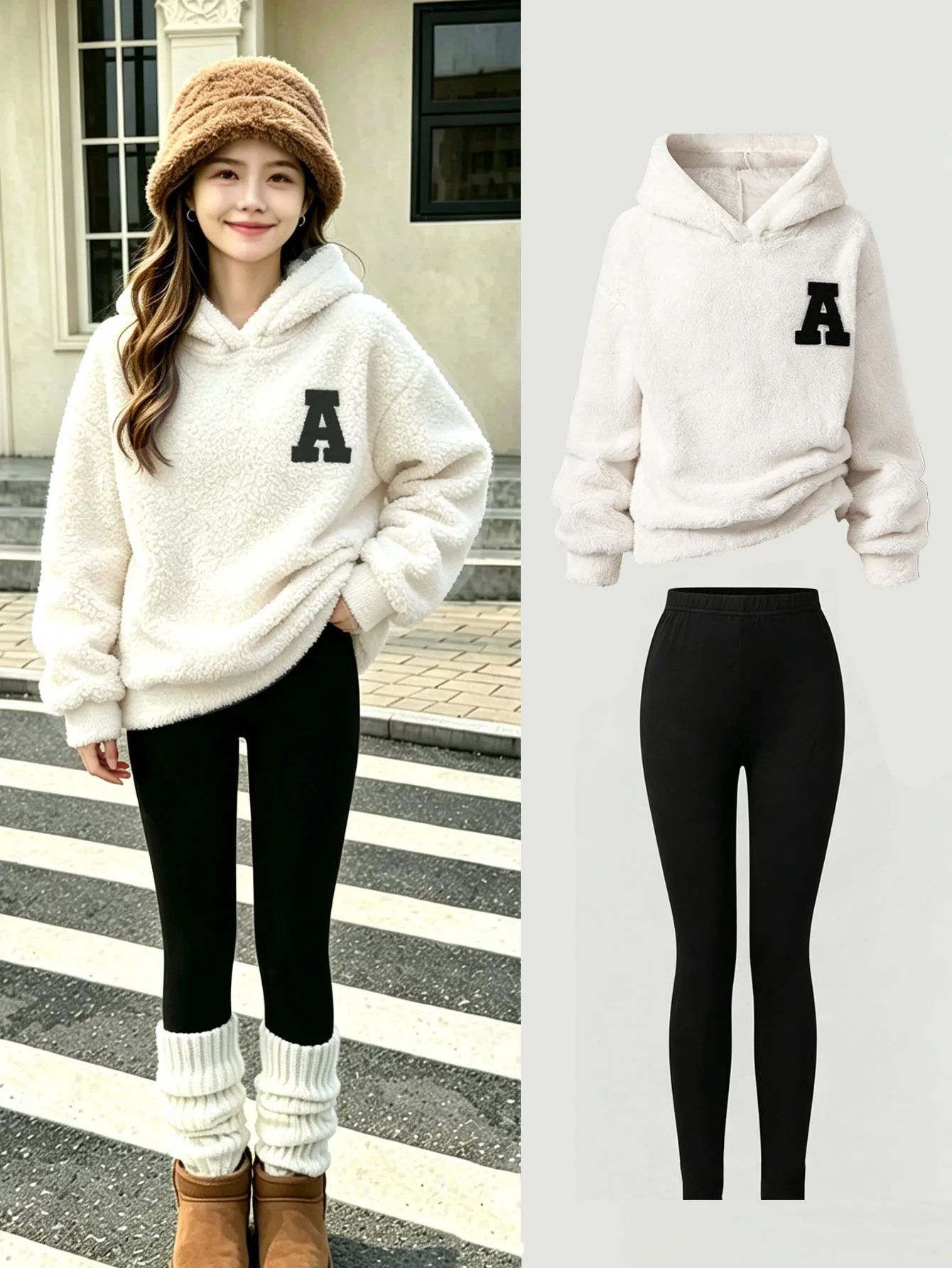 2026 autumn winter girls Child set long sleeve Teens sweatshirt HOODED cashmere velvet + leggings pants tracksuit 4 8 10 12 year