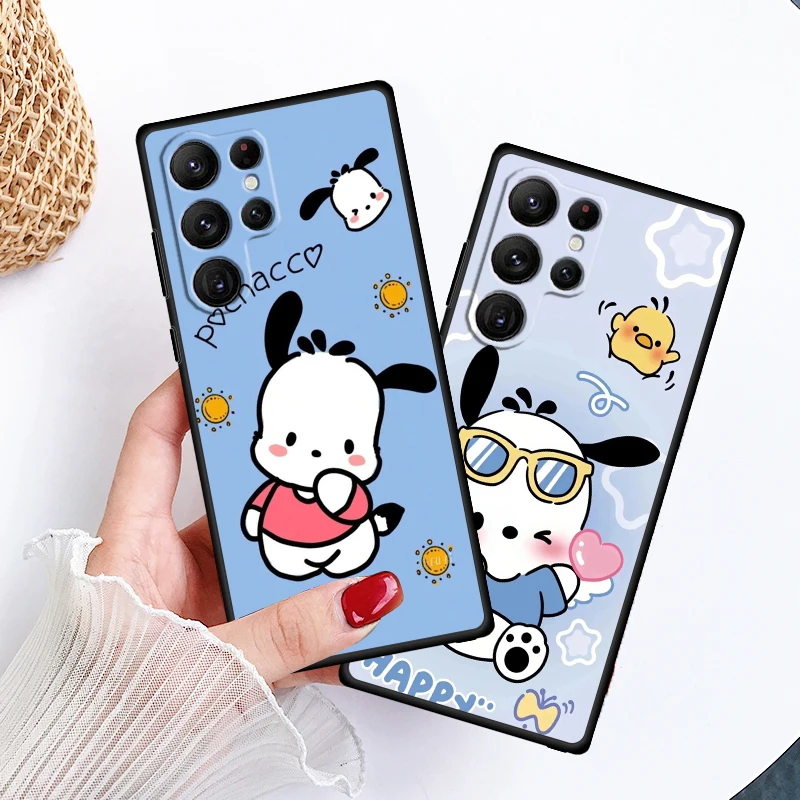 Pacha Dog Cute Cartoon For Samsung Galaxy S24 S23 S22 S21 S20 FE S10 S10E Plus Ultra Pro Lite 5G Black TPU Phone Case