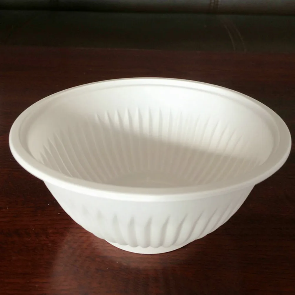 50Pcs Biodegradable Disposable Bowl White Round Corn Starch Tableware Suitable for Birthday Wedding Party Catering Buffet Food