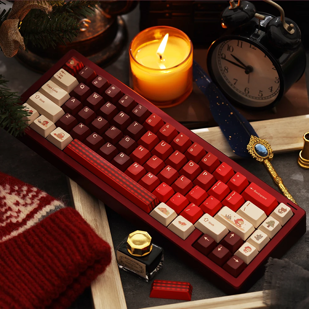 FBB PBT Keycap Set Little Red Riding Hood for Mechanical Keyboard Keycap 60%, 75%, 80%, 96%, 100% DIY Gift for Girls Friends