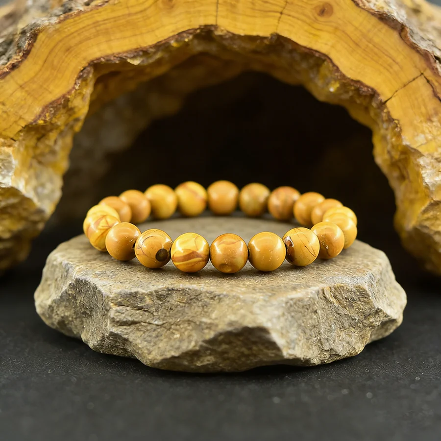 High Quality Cliff Cypress Wooden Beads Bracelets Women Men Meditation Handmade Stretch Bracelet Reiki Healing Jewelry for Girl
