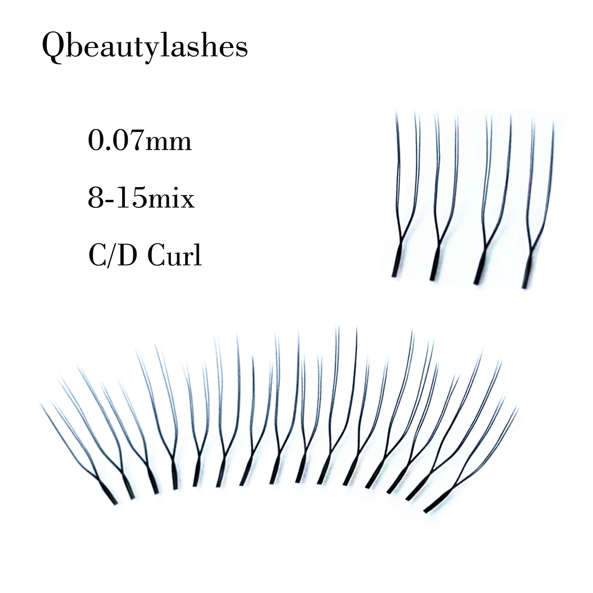 U Shaped False eyelashes YY Lash No Split Base natural  long lasting lash clusters C/D Curl  makeup tools