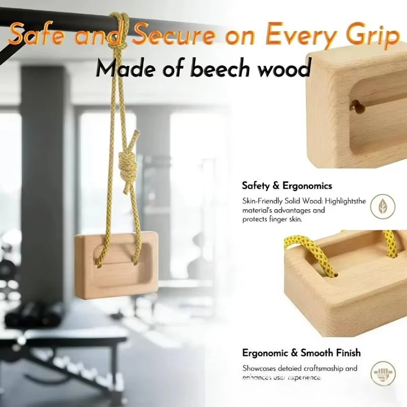 Climbing Hangboard Wooden Dual Pocket Grip Blocks Loading Pin Portable Dual Depth Finger Strength Grip Power Forearm Training