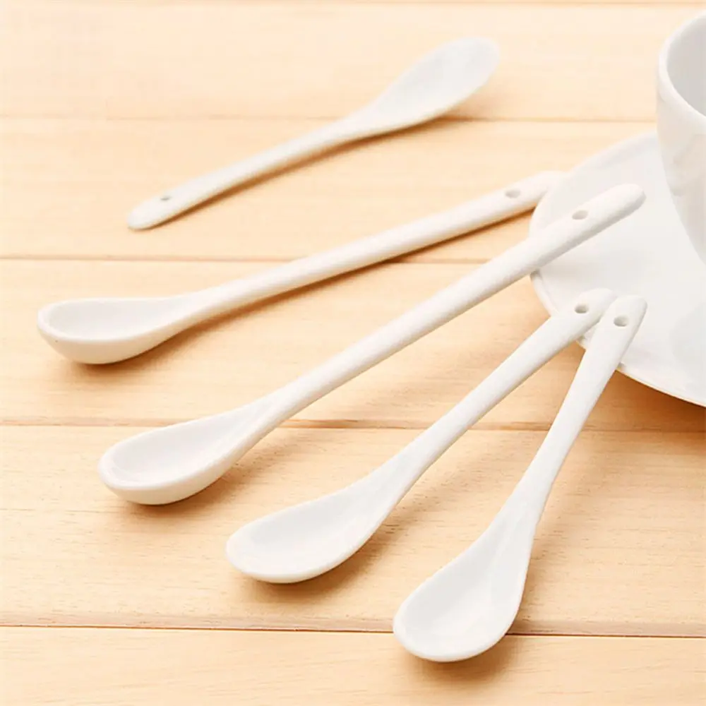 1/3Pcs L/S Porcelain Spoons Mini Kitchen Ceramic Tea Coffee Sugar Dessert Spoon