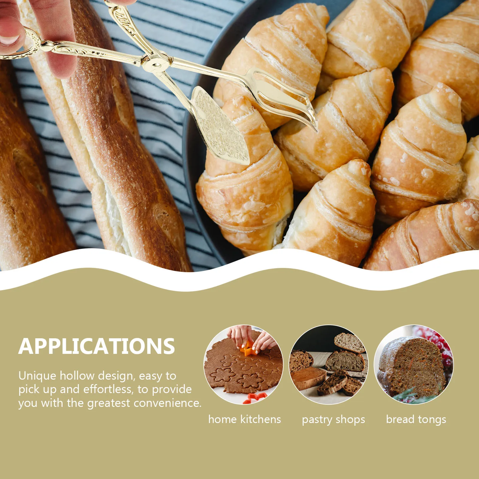 

1pc Bread Clip High-Quality Zinc Alloy Long Handle Hollow Design Kitchen Tong For Baking Cooking Serving Food Multipurpose