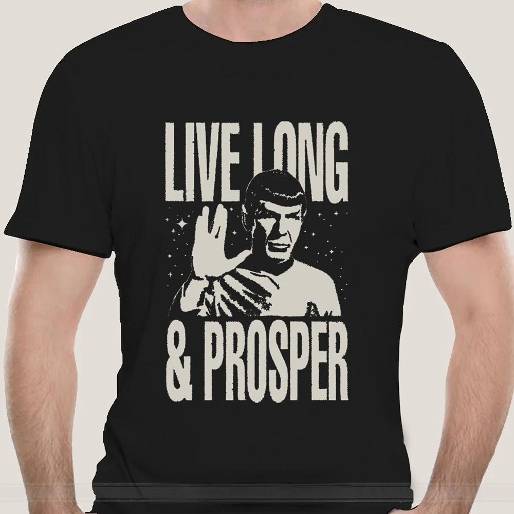 Men Retro Printed T-shirt Male Camisetas Fashion Clothing Star Treks Spock Live Long and Prosper Licensed Adult T Shirt harajuku