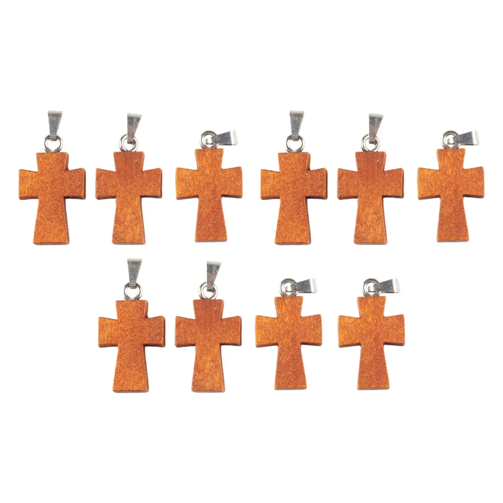 10x Wood Cross Pendants Ornament Hanging Small Supplies Wooden Cross Charms for Beads Keychain Party Jewelry Findings Bracelet