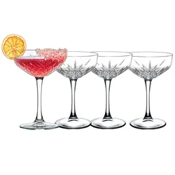 Cocktail Glasses - Martini Glasses set of 4 - Exclusive Margarita Glasses - Timeless Champagne Coupe Glasses - Crystal Design