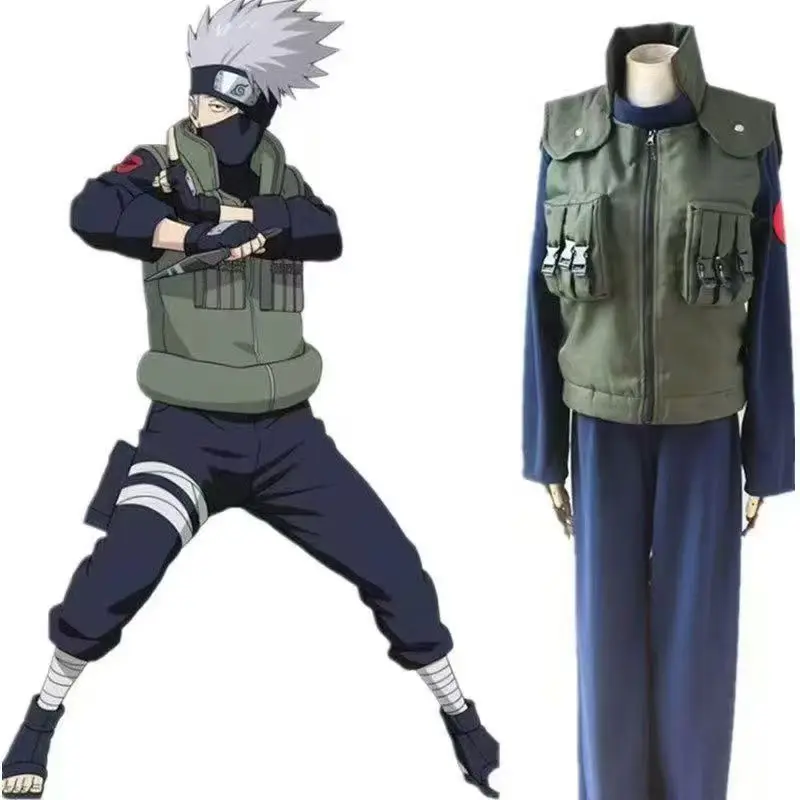 

Hatake Kakashi Cosplay Costume Konoha Jonin Vest Uniform Set Full Set For Men Anime Outfit For Halloween Cosplay Party Comic Con
