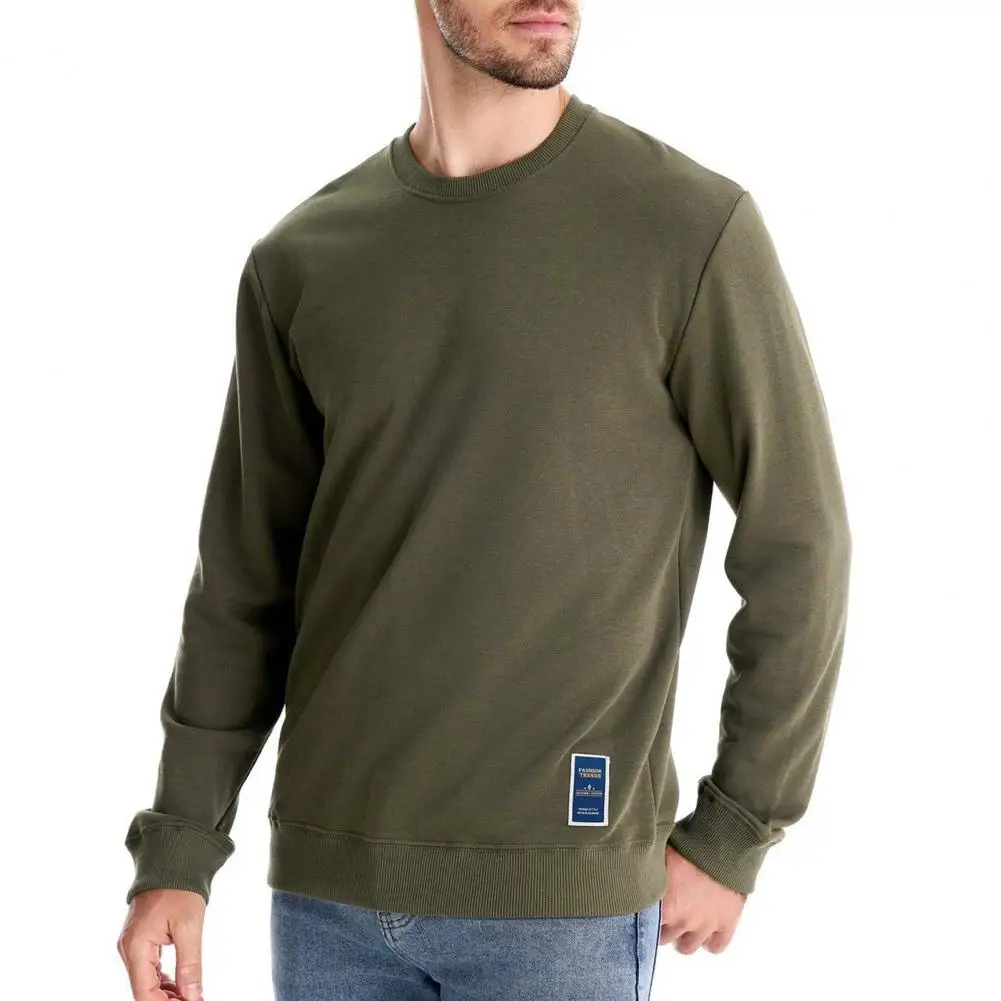 Pullover Men's Warm Pullover Sweatshirt for Fall Winter Wear Loose Fit O Neck Long Sleeves Mid Length Sport Top Long Sleeve