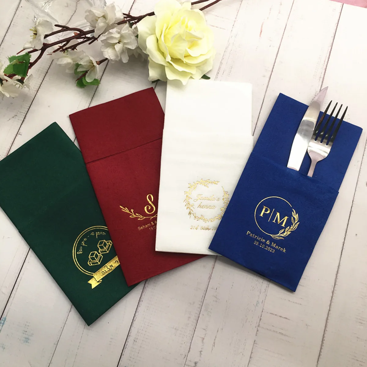 50pcs Personalized napkins, Soft linen like napkins disposable, Personalized DINNER, Cocktail Wedding napkins