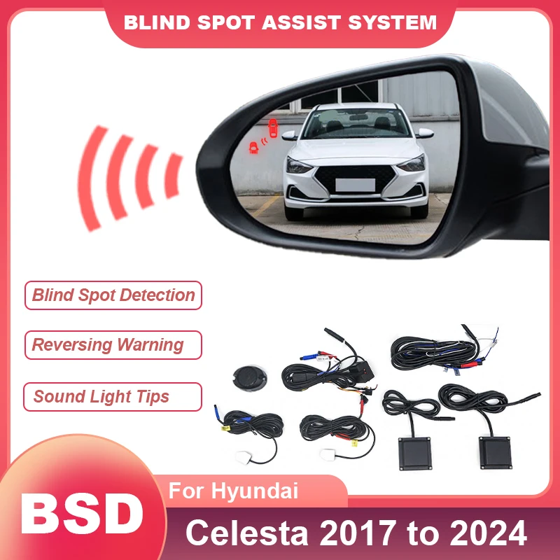 Car Alarm Mirror 24GHZ Rear Radar Lane Change Assist Blind Spot Monitoring System BSD BSA BSM For Hyundai Celesta 2017 to 2024