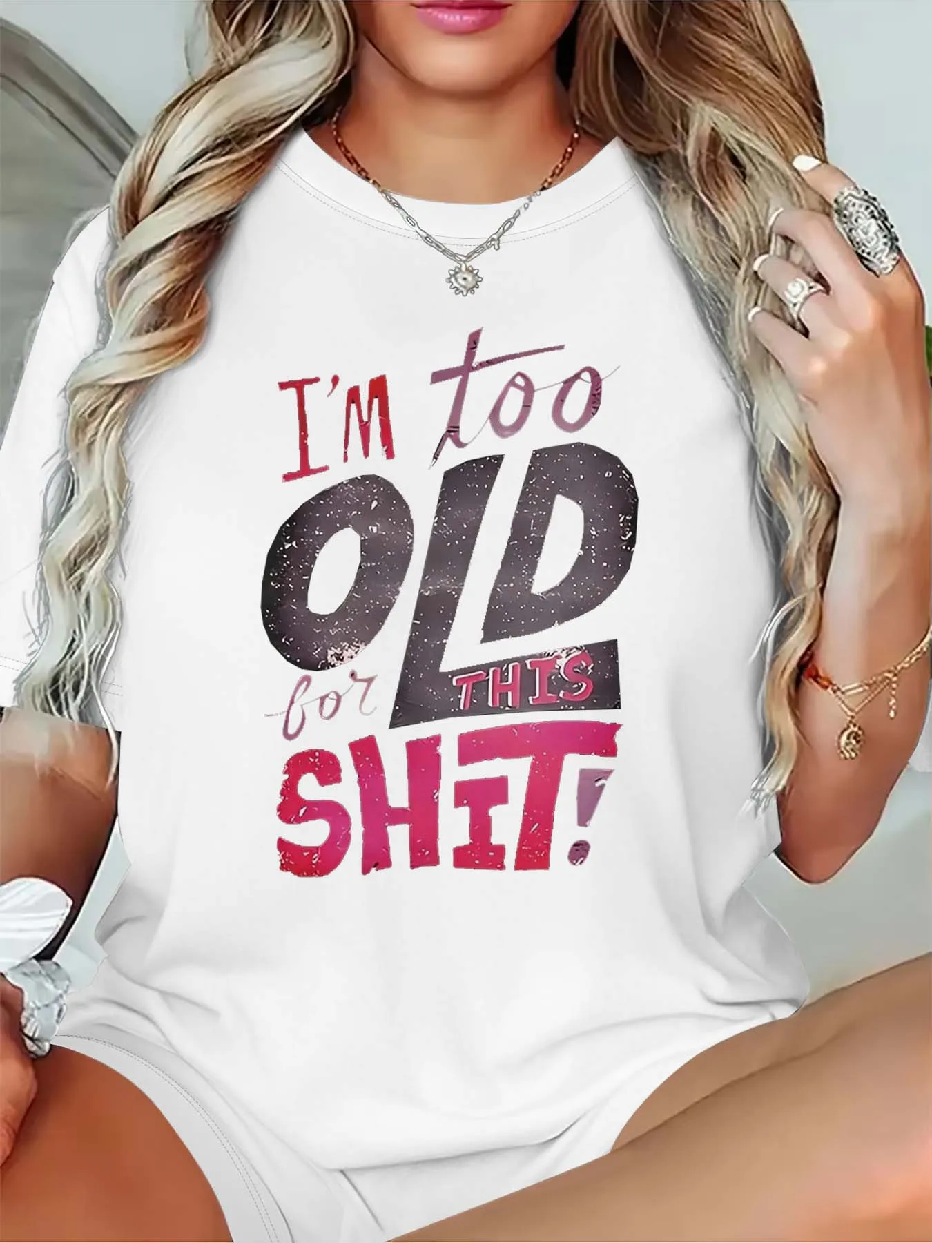 

Плюс размер Sassy Slogan — футболка с принтом и графикой «I'M TOO STAR FOR THIS SHIT» для женских смелых модных эффектов