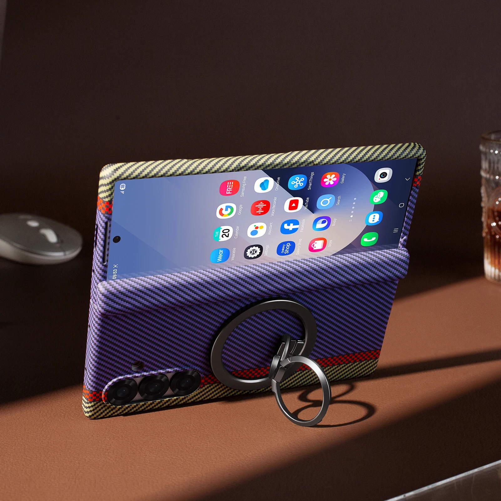 

Luxury Aramid Fiber Pattern Leather for Magsafe Phone Case for Samsung Galaxy Z Fold 7 6 5 4 3 Magnetic Holder Cover YYC001