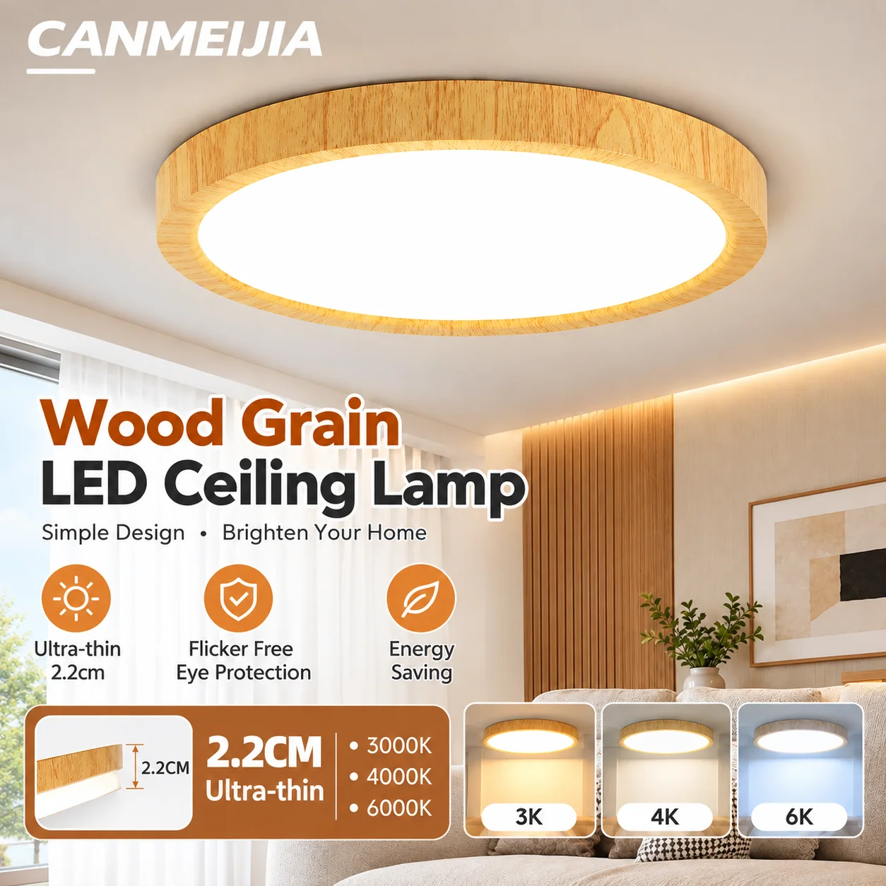 Ultra Thin LED Ceiling Light Modern Surface Mount Lamp 20W 30W 40W 3000K 4000K 6000K for Kitchen Bathroom Living Room Bedroom