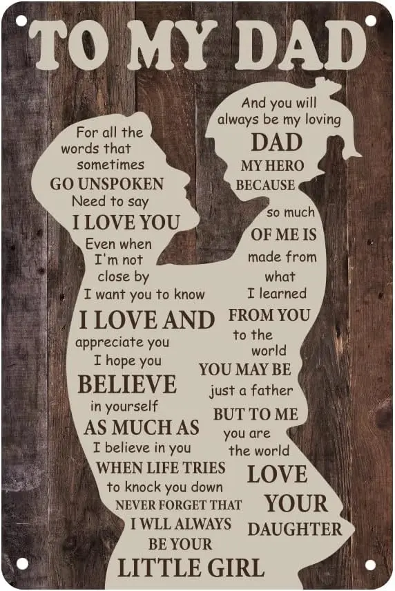 Vanleonet To My Dad Metal Sign, Father's Day Tin Plaque  , Fathers Gifts from Daughter, Vintage Dad Plaque Perfect for Home