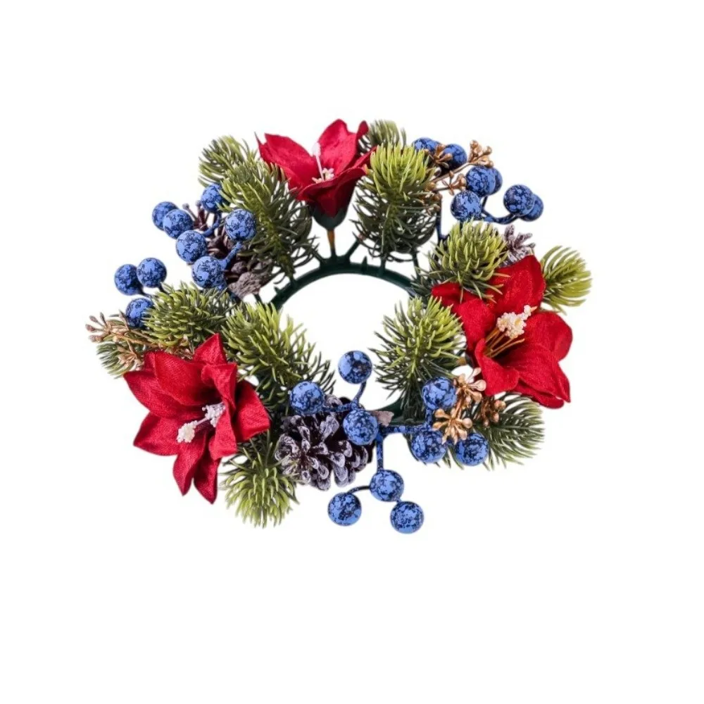 Artificial Flower Flowers Wreath Candle Holder Multifunctional Plastic Christmas Wreath Window Display Props Classic